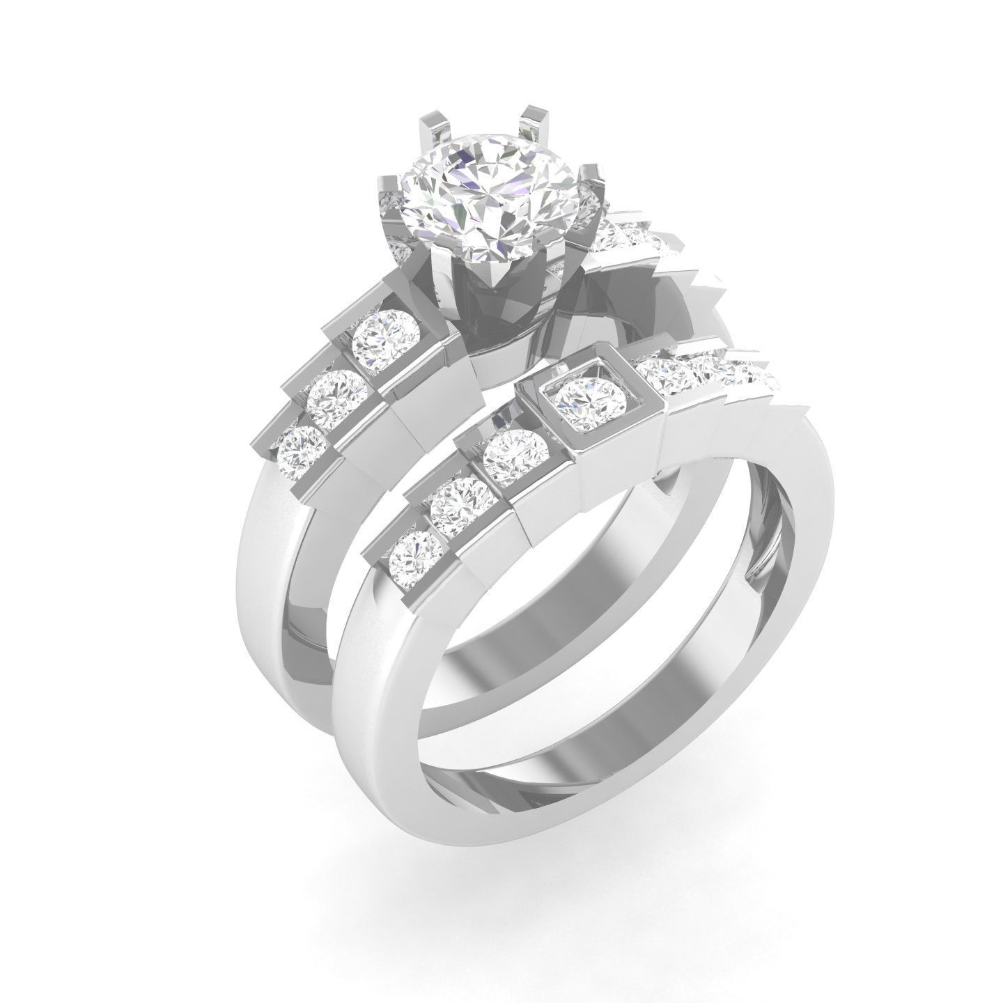 Solitaire Ring with Band - 140957 3D print model_7