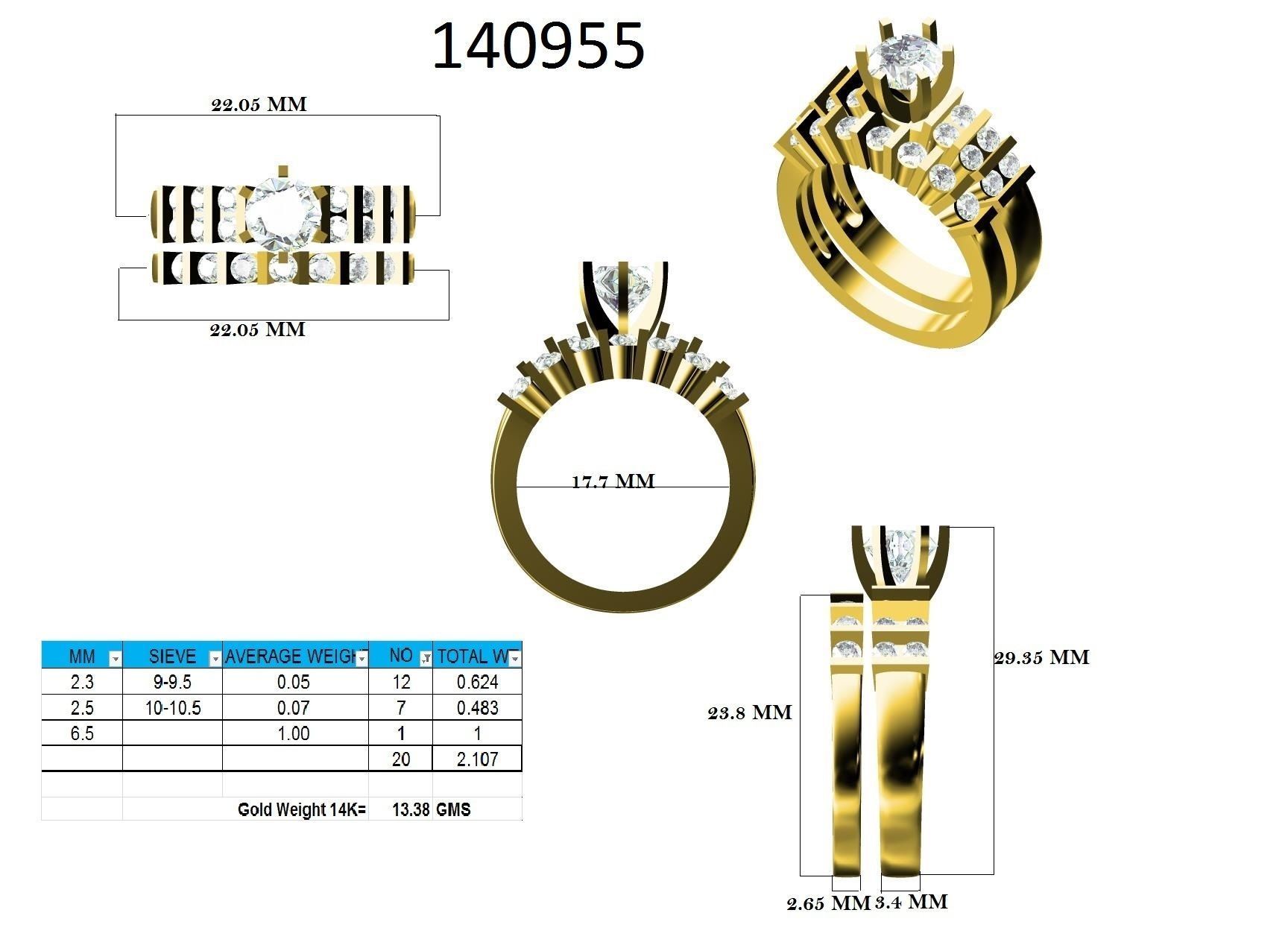 Solitaire Ring with Band - 140955 3D print model_12