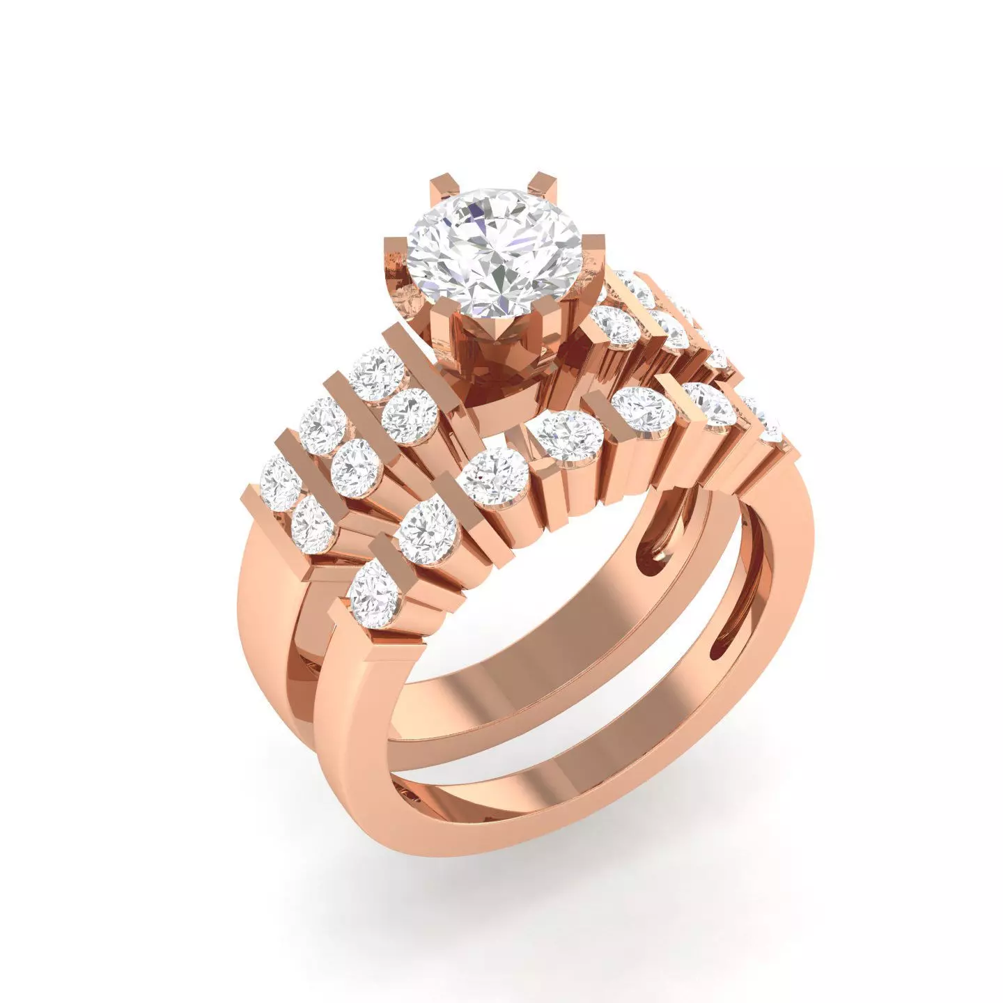 Solitaire Ring with Band - 140955 3D print model_0