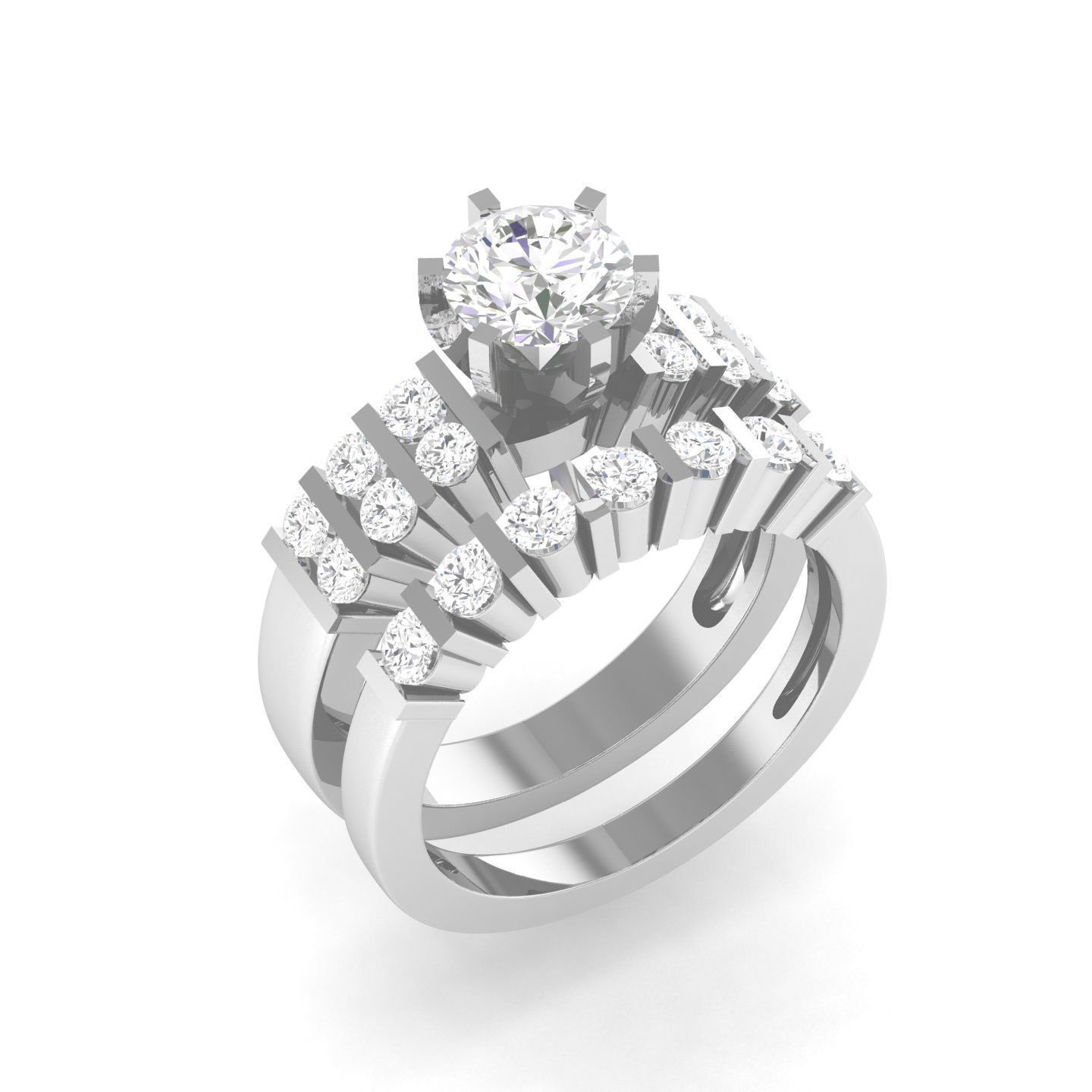 Solitaire Ring with Band - 140955 3D print model_7