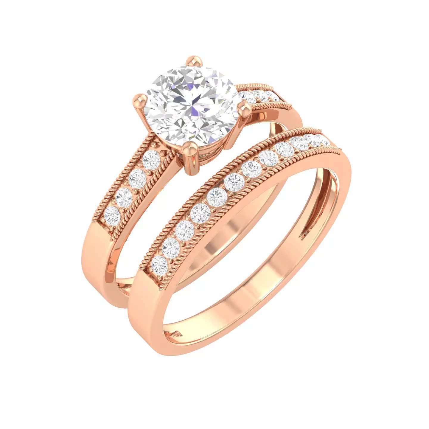 Solitaire Ring with Band - 140671 3D print model_0