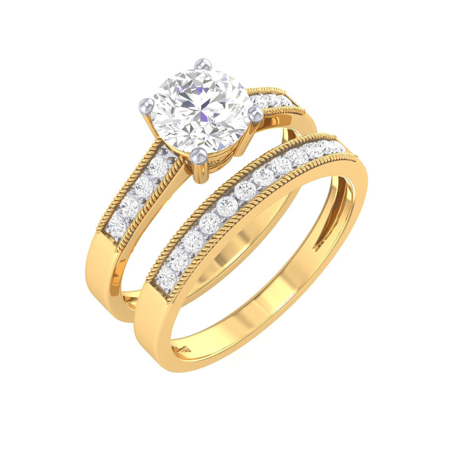 Solitaire Ring with Band - 140671 3D print model_11