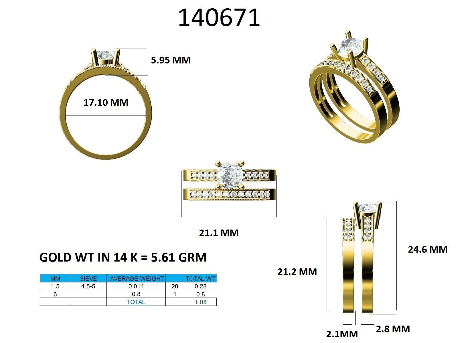 Solitaire Ring with Band - 140671 3D print model_12