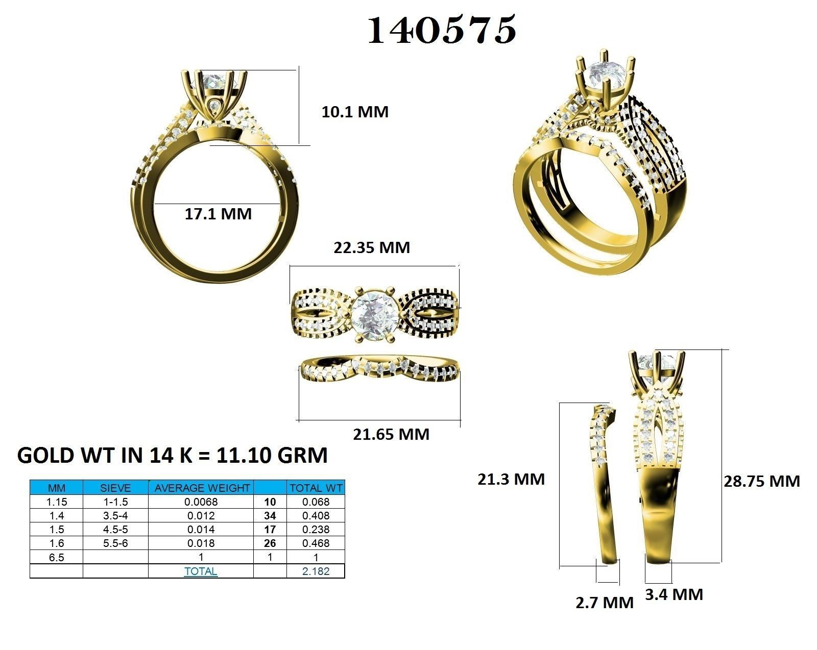 Solitaire Ring with Band - 140575 3D print model_12
