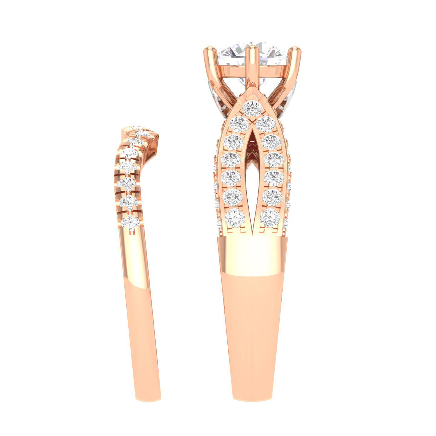 Solitaire Ring with Band - 140575 3D print model_3