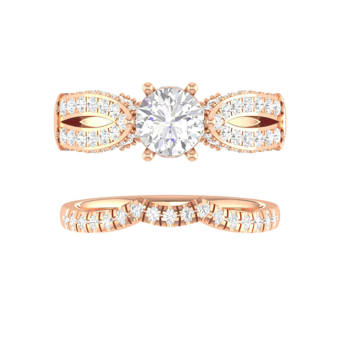 Solitaire Ring with Band - 140575 3D print model_1