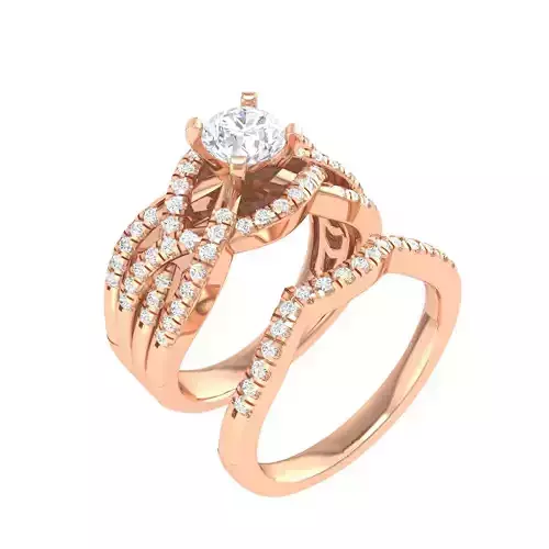 Solitaire Halo Ring with band - 140574