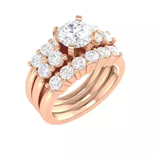 Solitaire Ring with double band - 140052