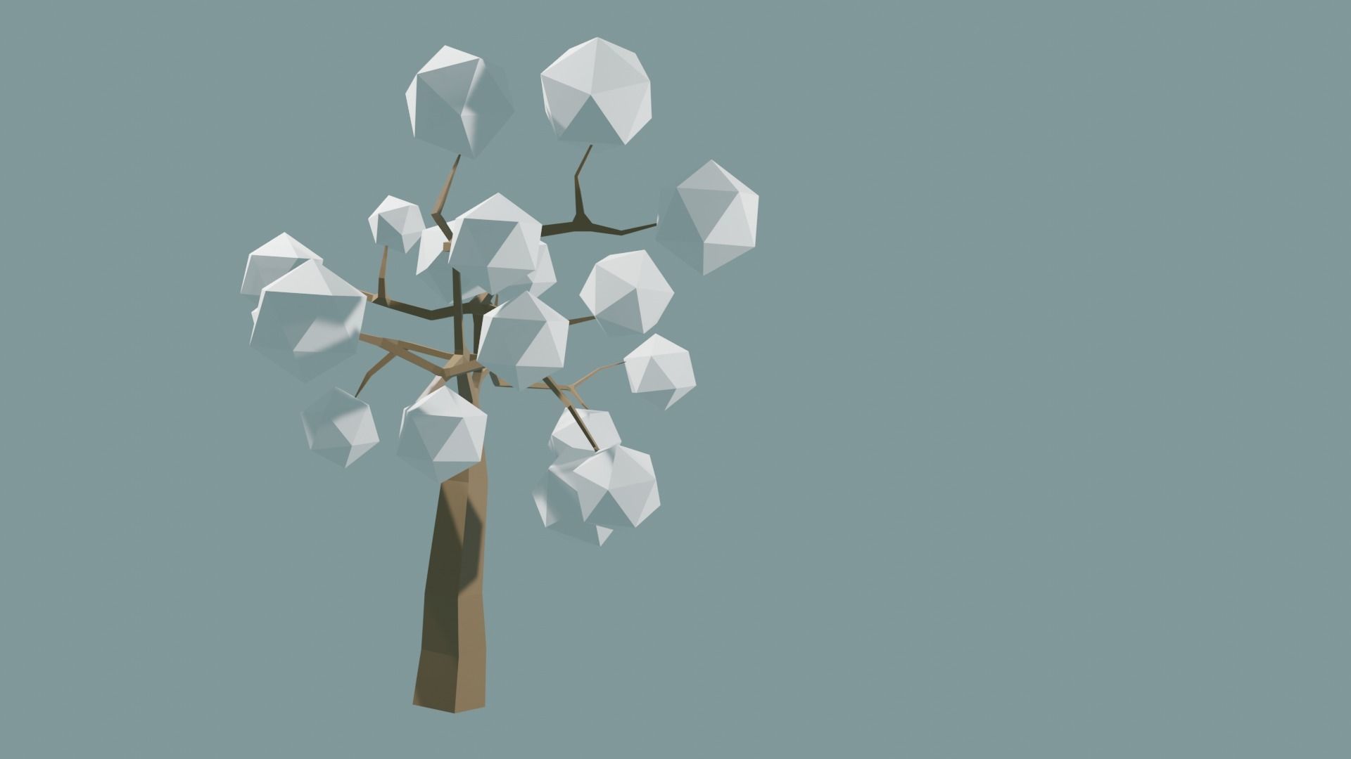 Low Poly tree with white leaves Free 3D model_8