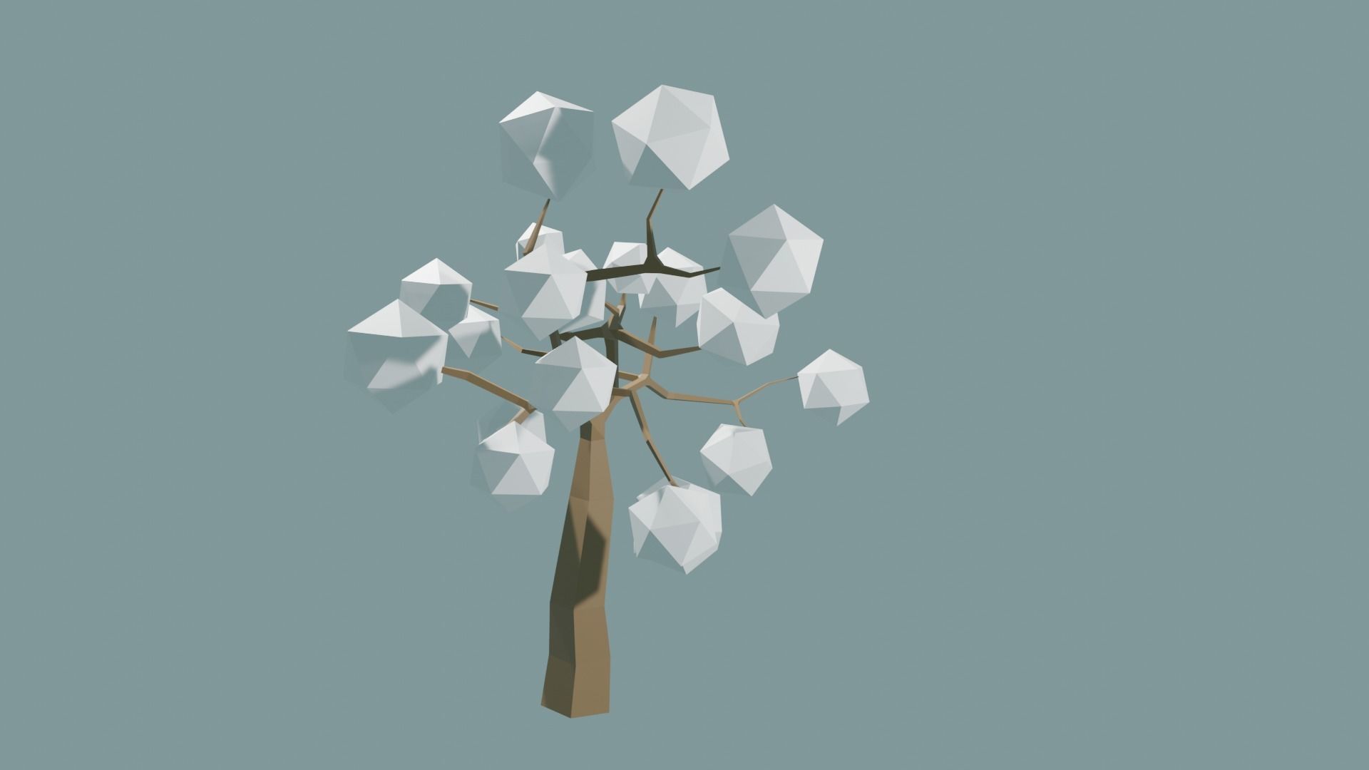 Low Poly tree with white leaves Free 3D model_7