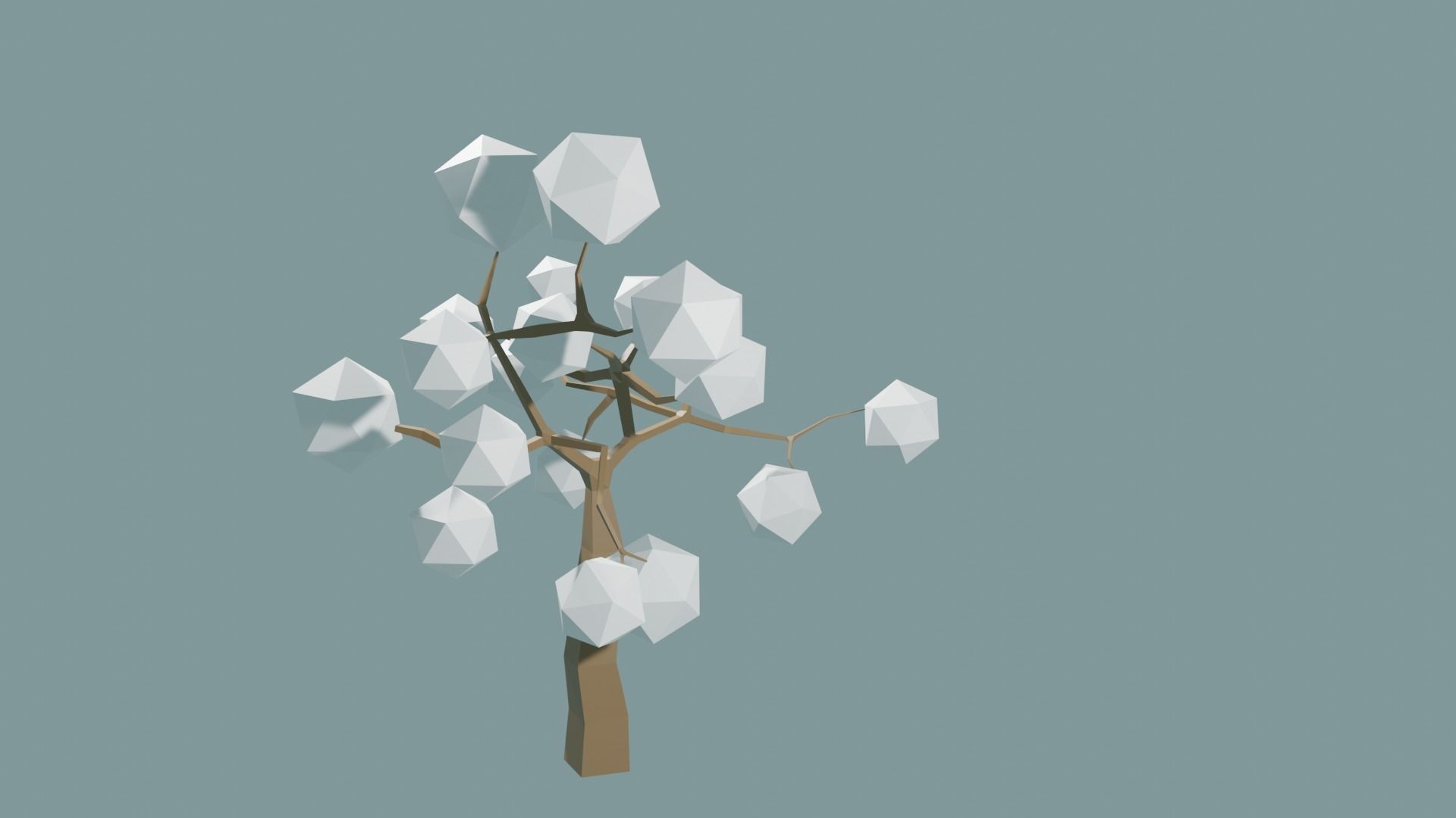 Low Poly tree with white leaves Free 3D model_4