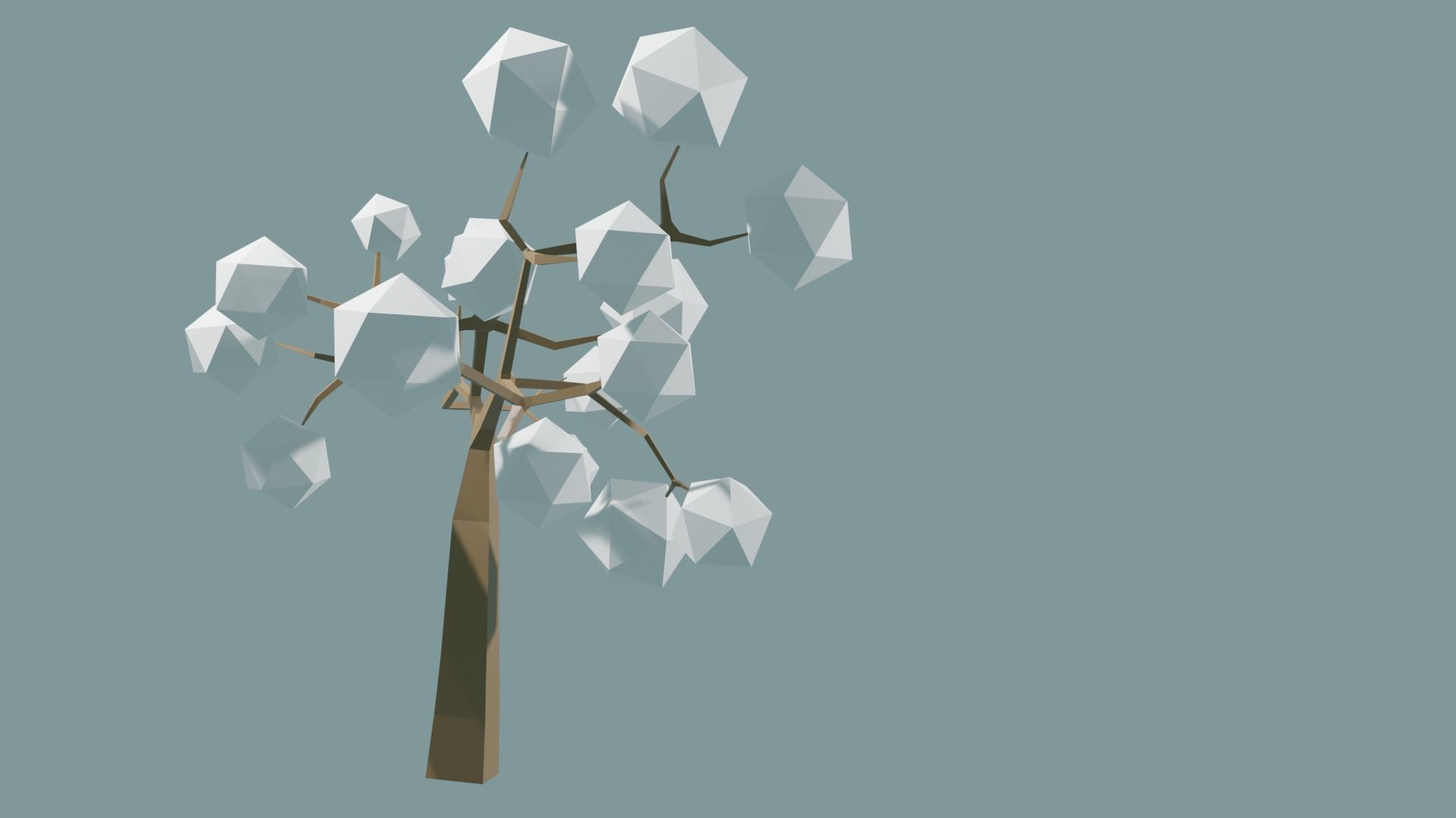 Low Poly tree with white leaves Free 3D model_9