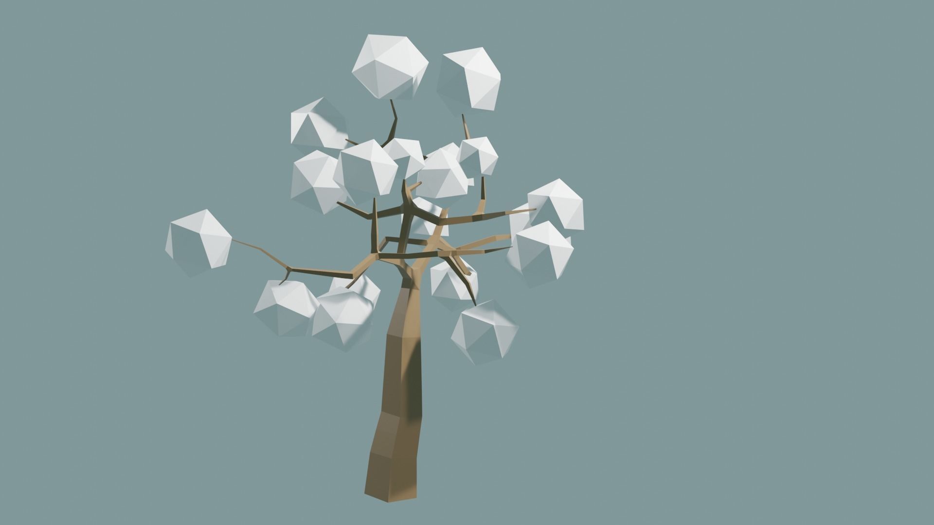 Low Poly tree with white leaves Free 3D model_20