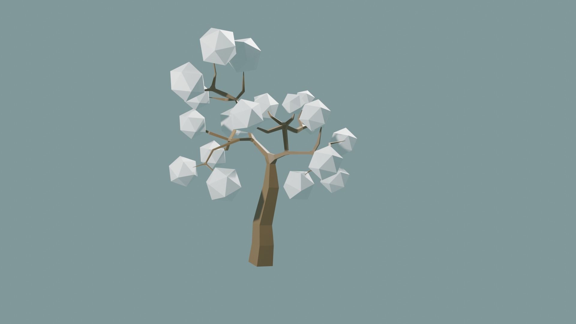 Low Poly tree with white leaves Free 3D model_26