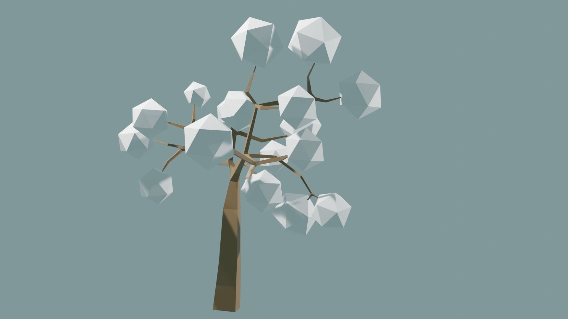 Low Poly tree with white leaves Free 3D model_10