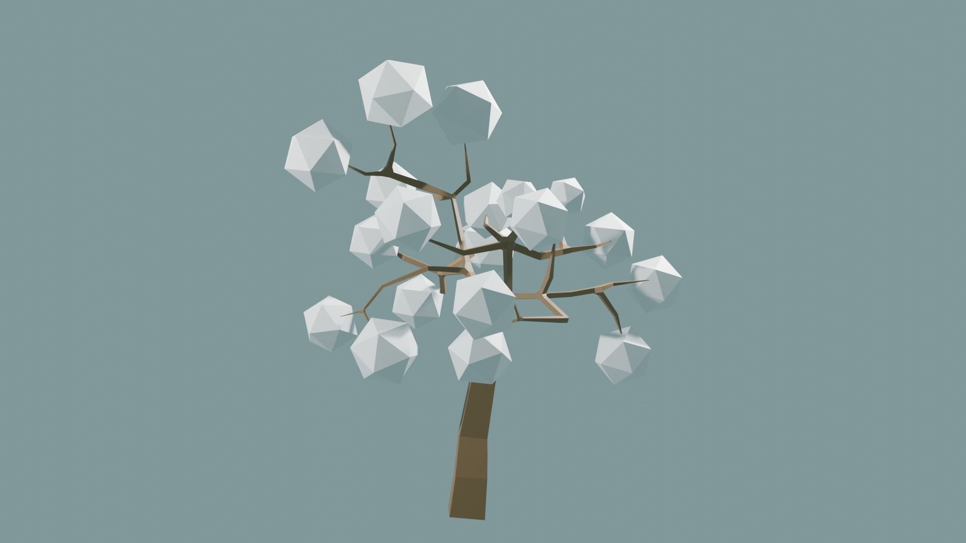 Low Poly tree with white leaves Free 3D model_23
