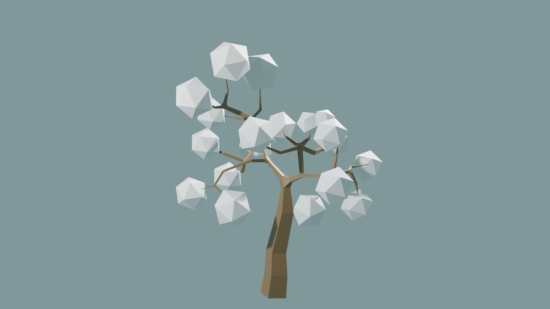 Low Poly tree with white leaves Free 3D model_25