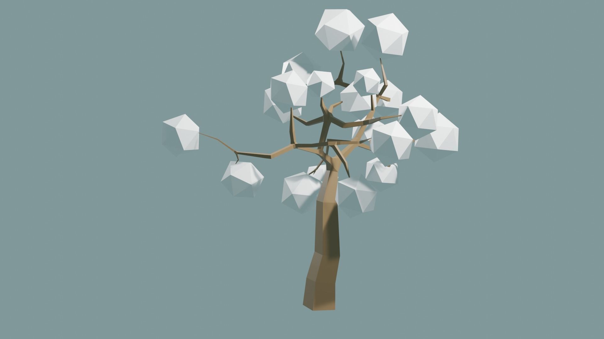 Low Poly tree with white leaves Free 3D model_19