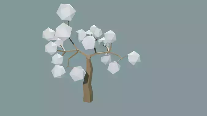 Low Poly tree with white leaves