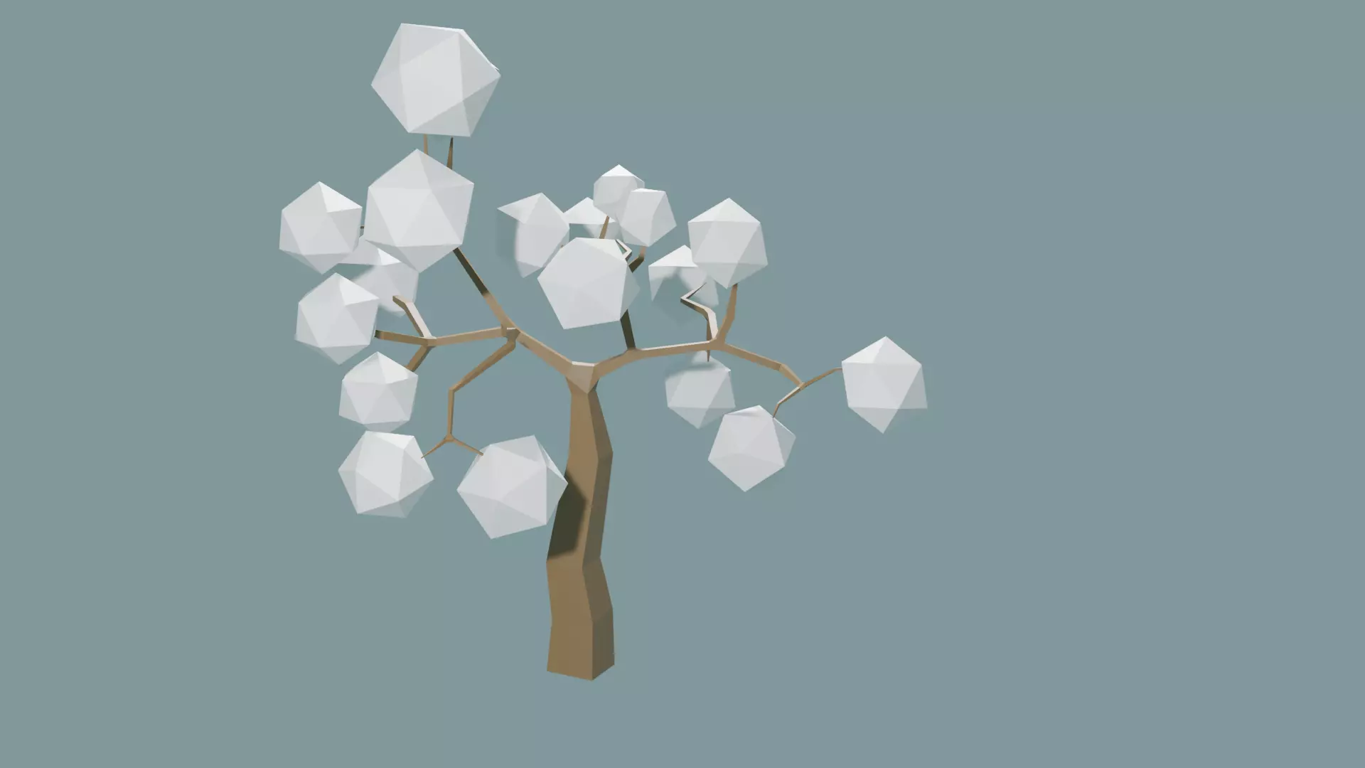 Low Poly tree with white leaves Free 3D model_0