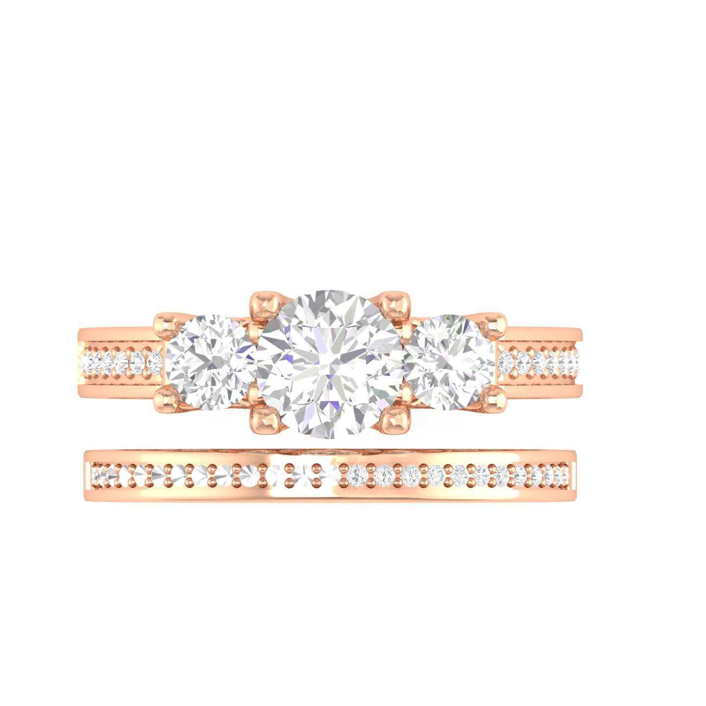 Solitaire Ring with Band - 140049 3D print model_1