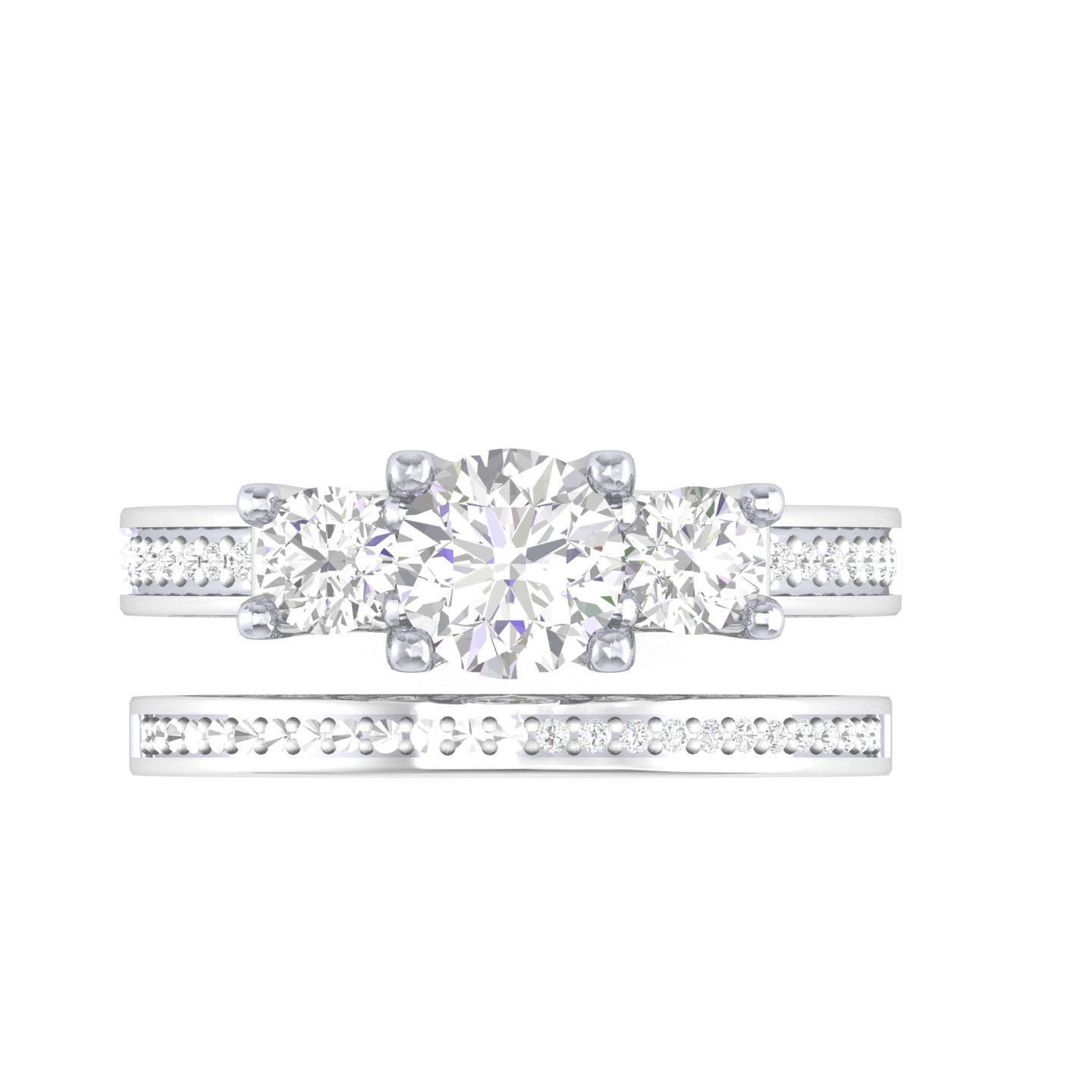 Solitaire Ring with Band - 140049 3D print model_4