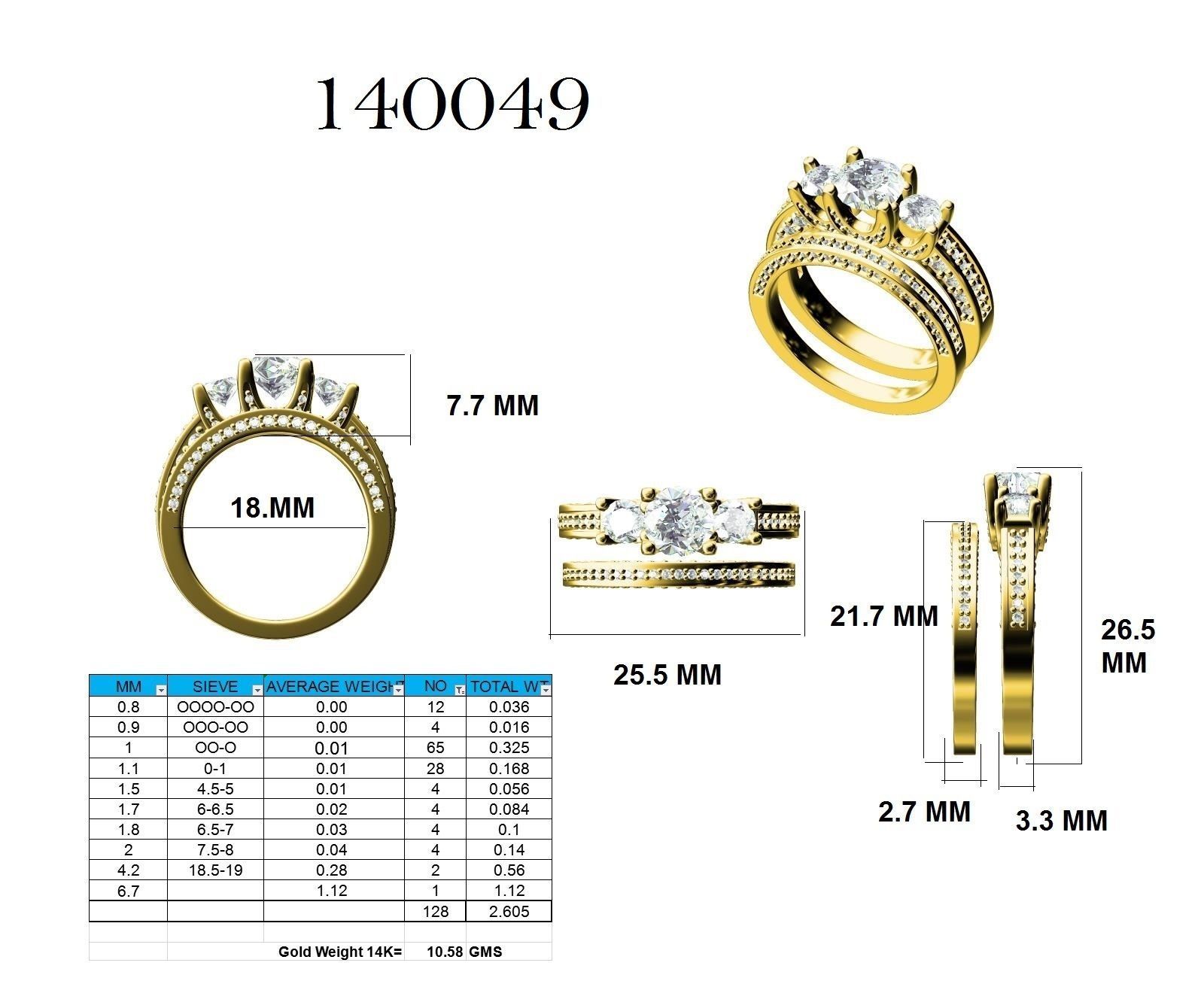 Solitaire Ring with Band - 140049 3D print model_12