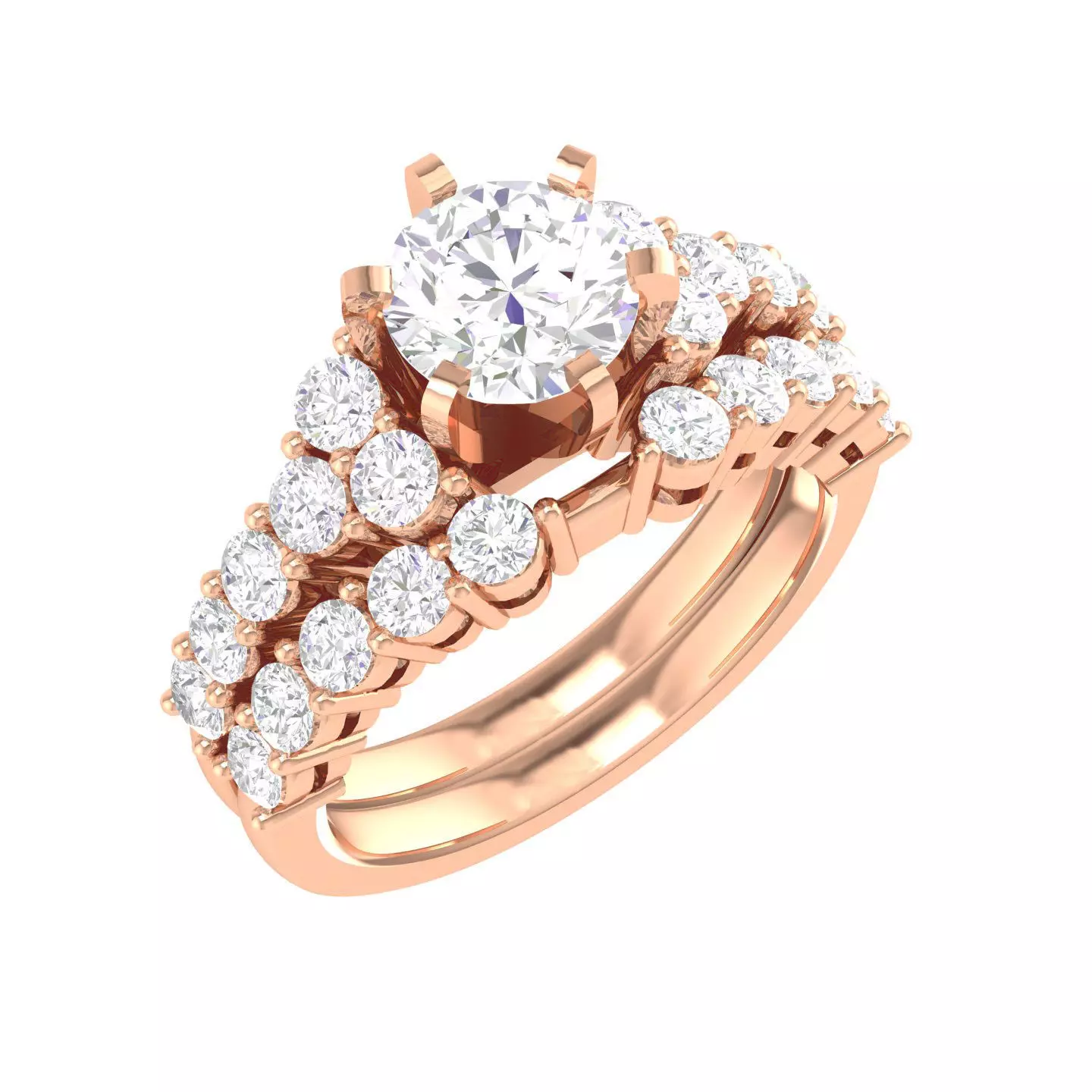 Solitaire Ring with Band - 140048 3D print model_0