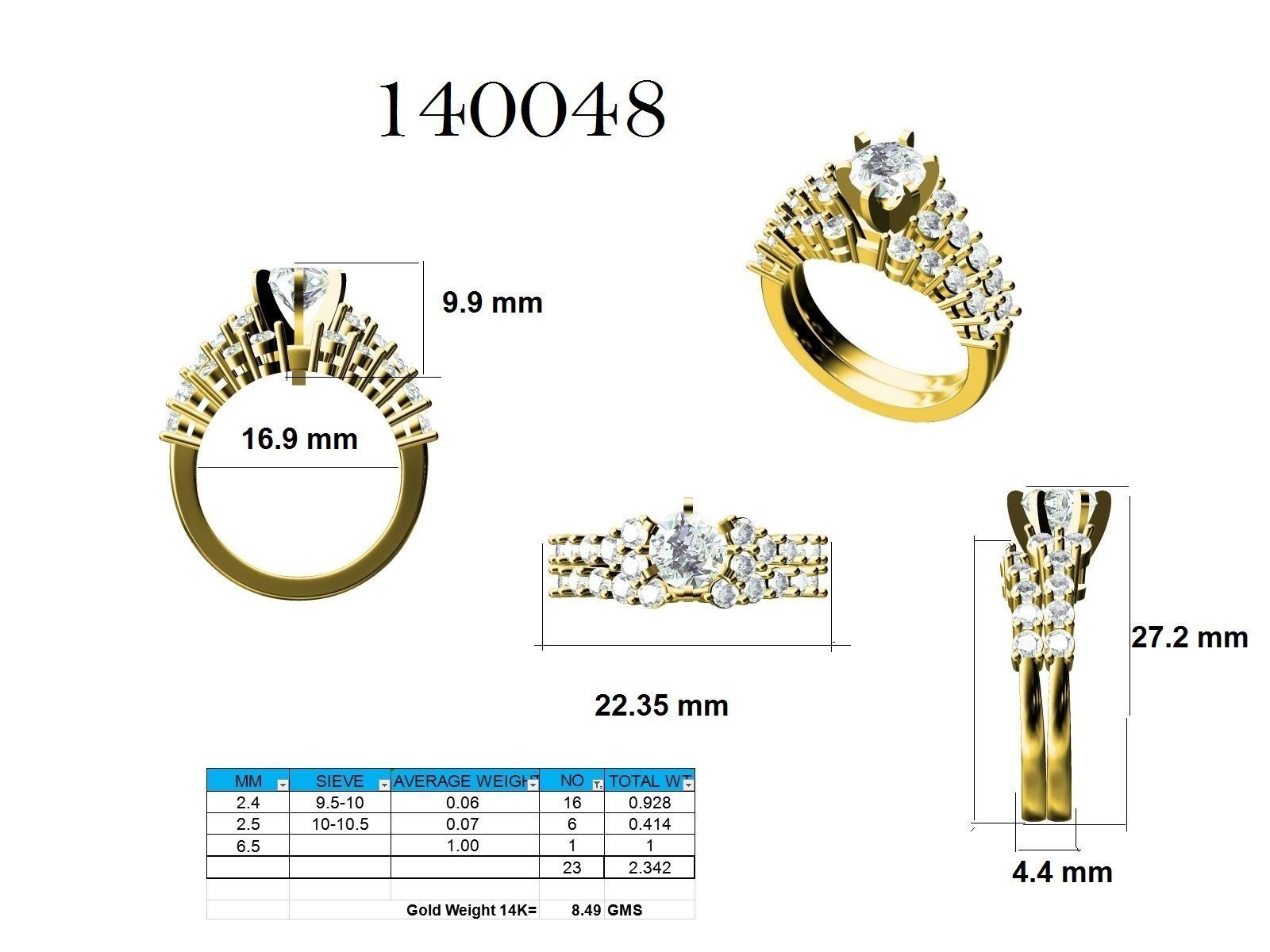 Solitaire Ring with Band - 140048 3D print model_12