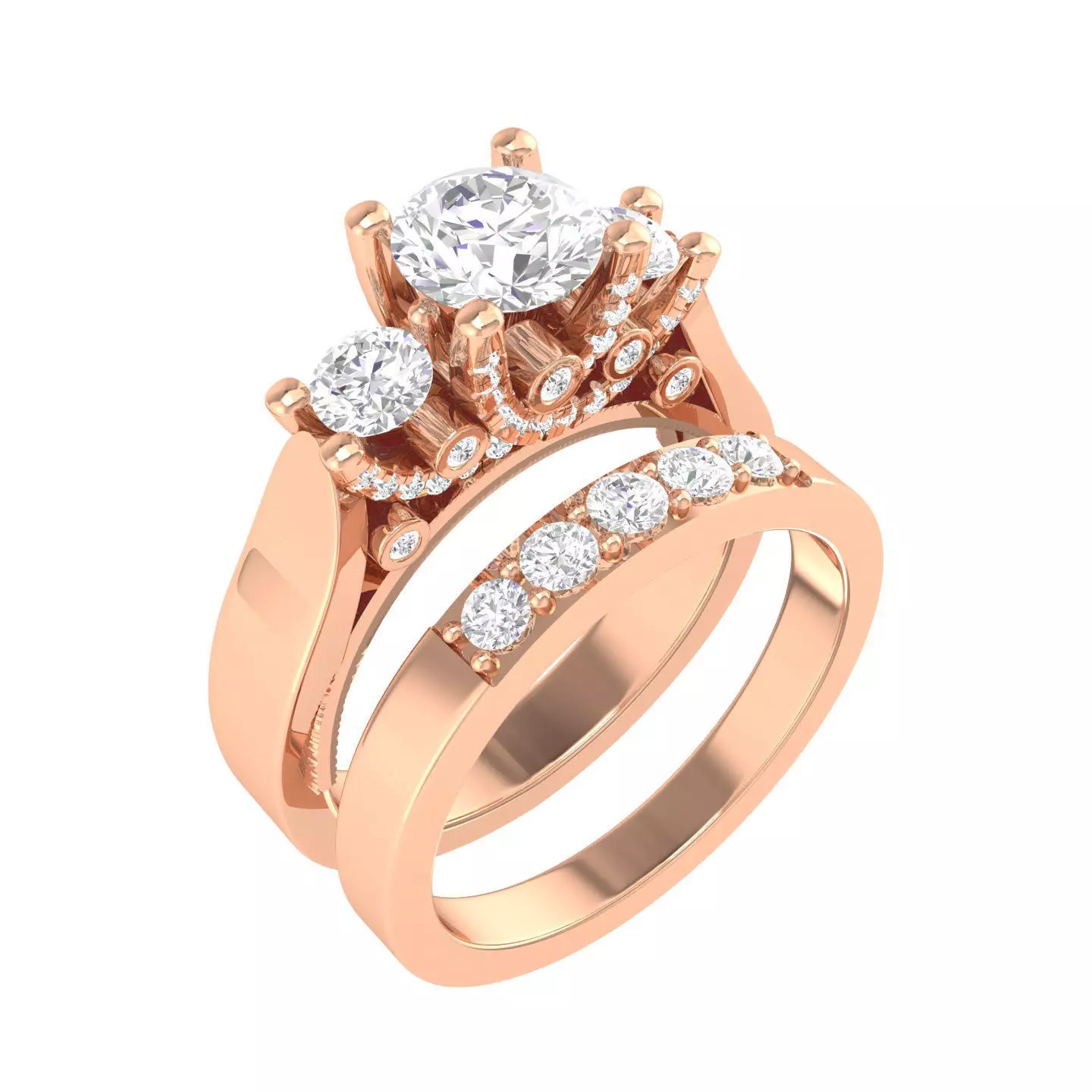 Solitaire Ring with Band - 140045 3D print model_0
