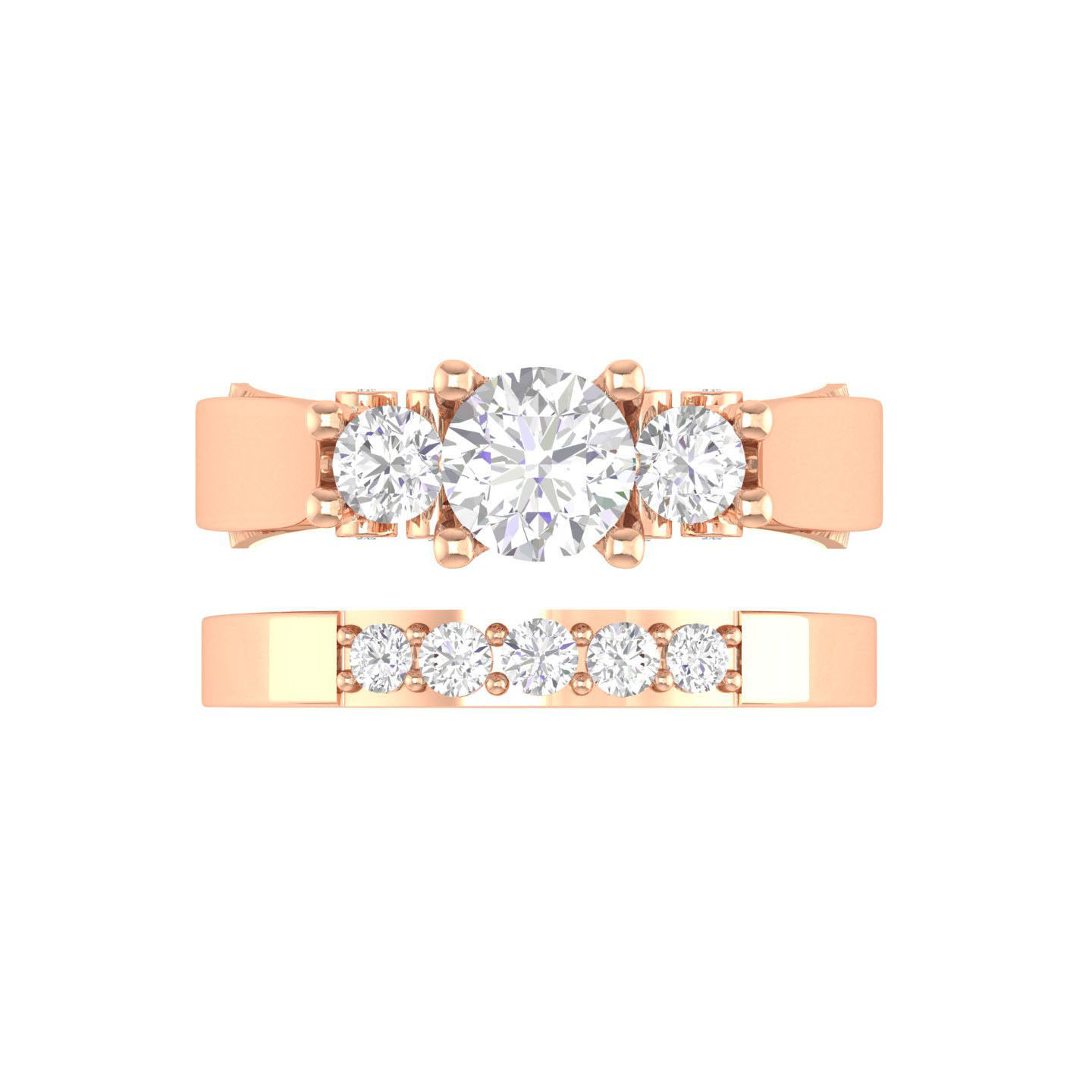 Solitaire Ring with Band - 140045 3D print model_1