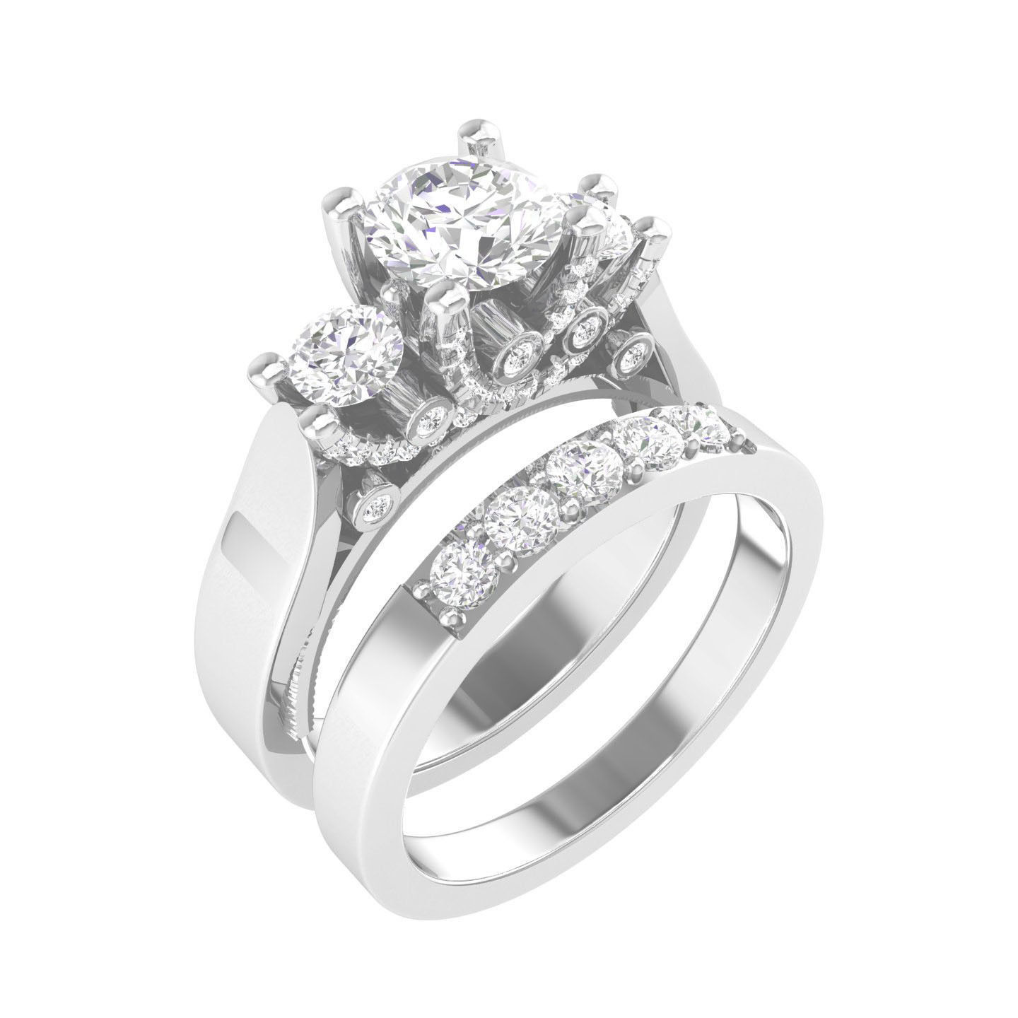 Solitaire Ring with Band - 140045 3D print model_7