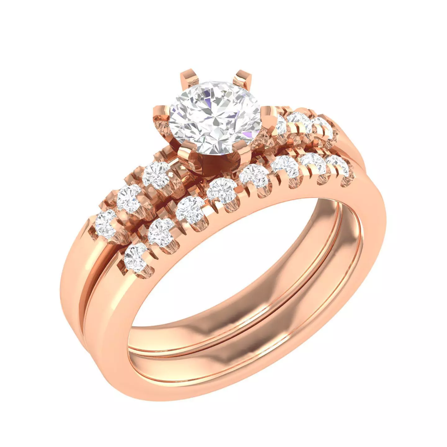 Solitaire Ring with Band - 140044 3D print model_0