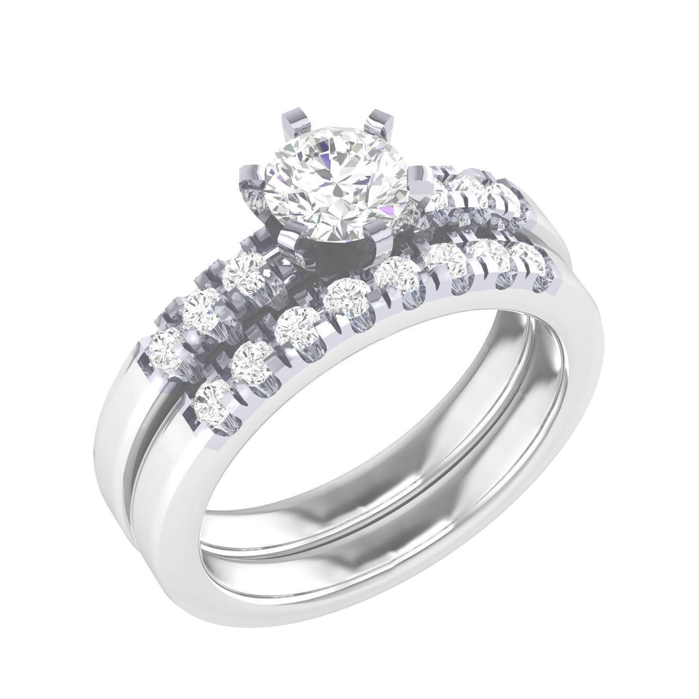 Solitaire Ring with Band - 140044 3D print model_7
