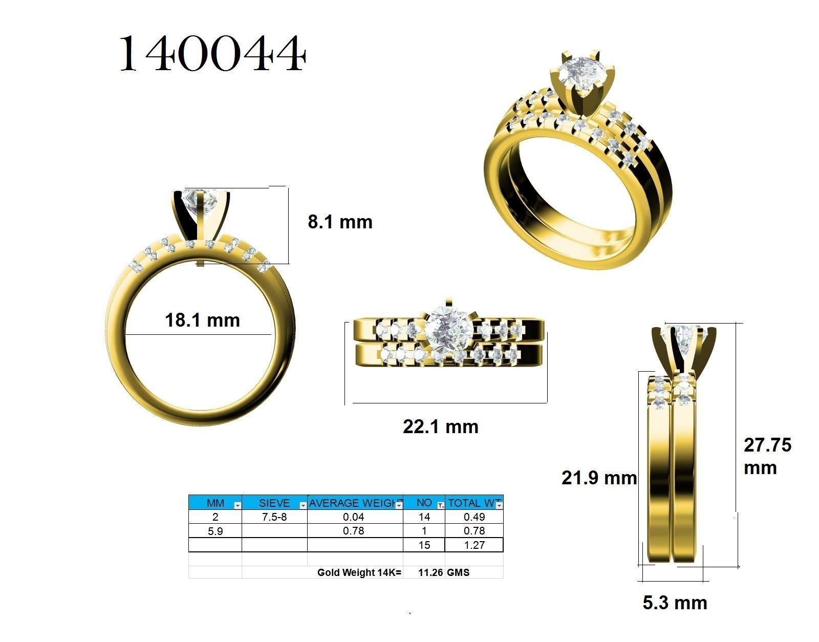Solitaire Ring with Band - 140044 3D print model_12