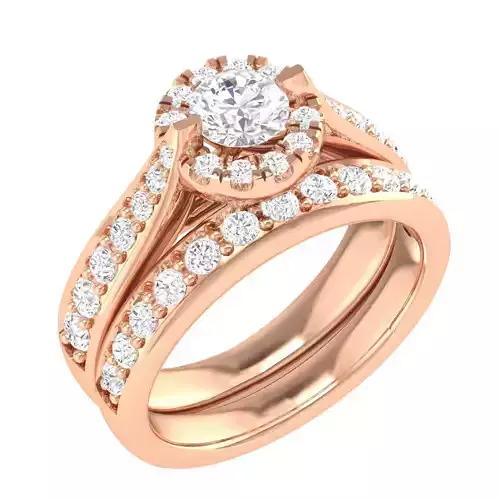 Halo Solitaire Ring with Band - 140041