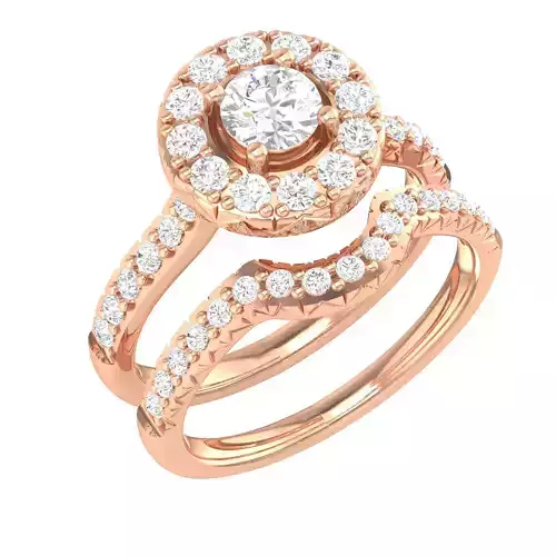 Halo Solitaire Ring with Band- 140039