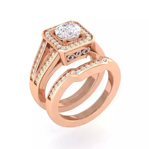 Halo Solitaire Ring with Band- 138275