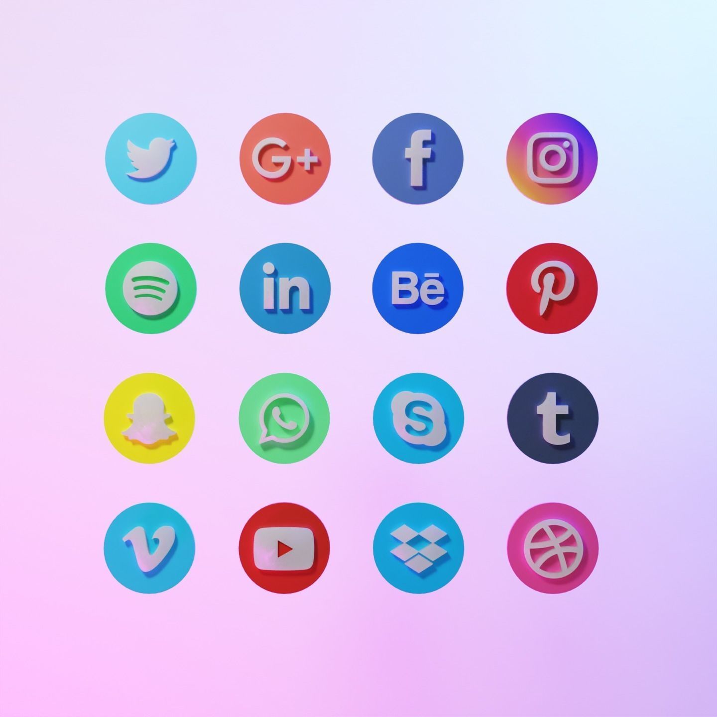 Social Media Platforms Icons 3D model_2