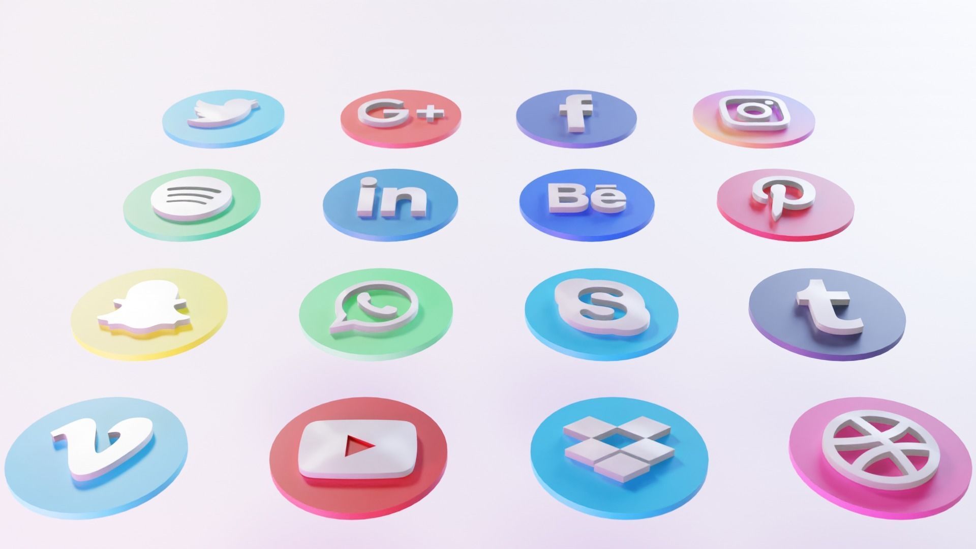 Social Media Platforms Icons 3D model_5