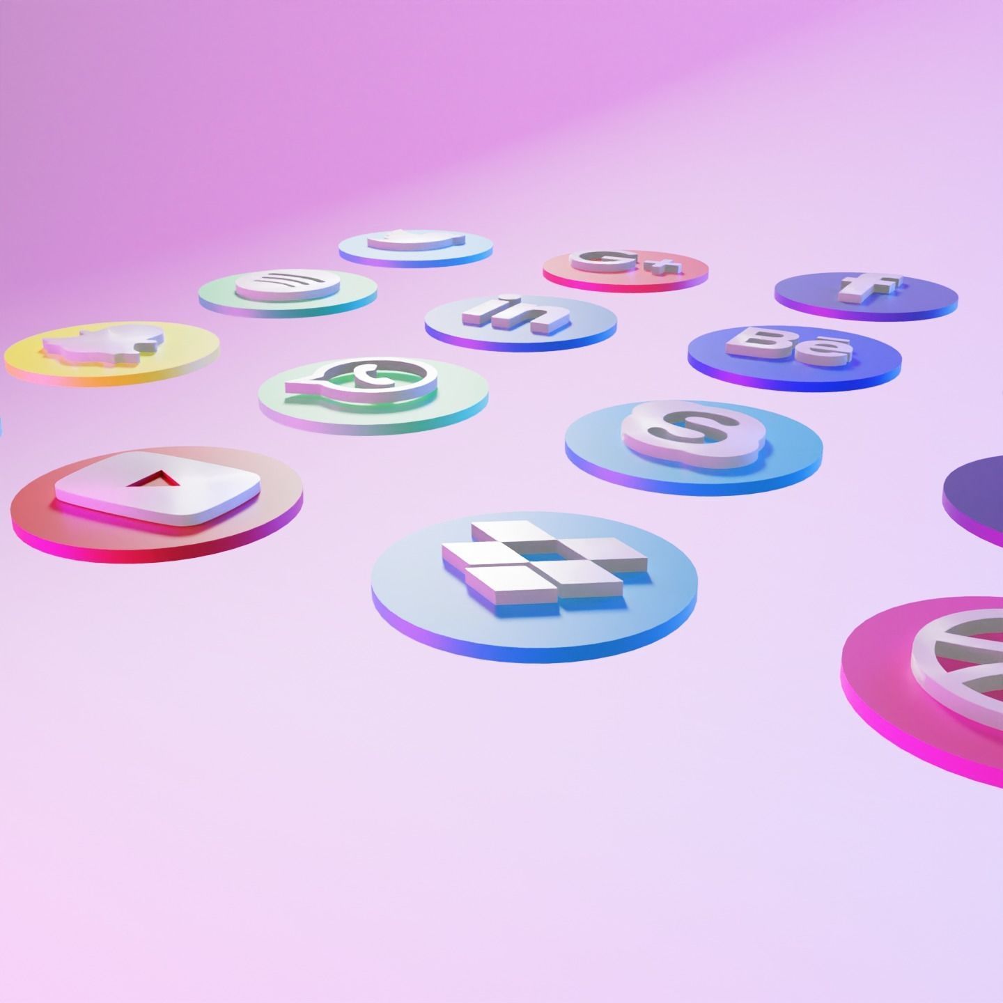 Social Media Platforms Icons 3D model_6