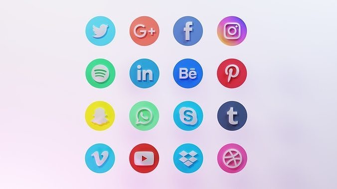 Social Media Platforms Icons 3D model