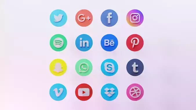 Social Media Platforms Icons 3D model