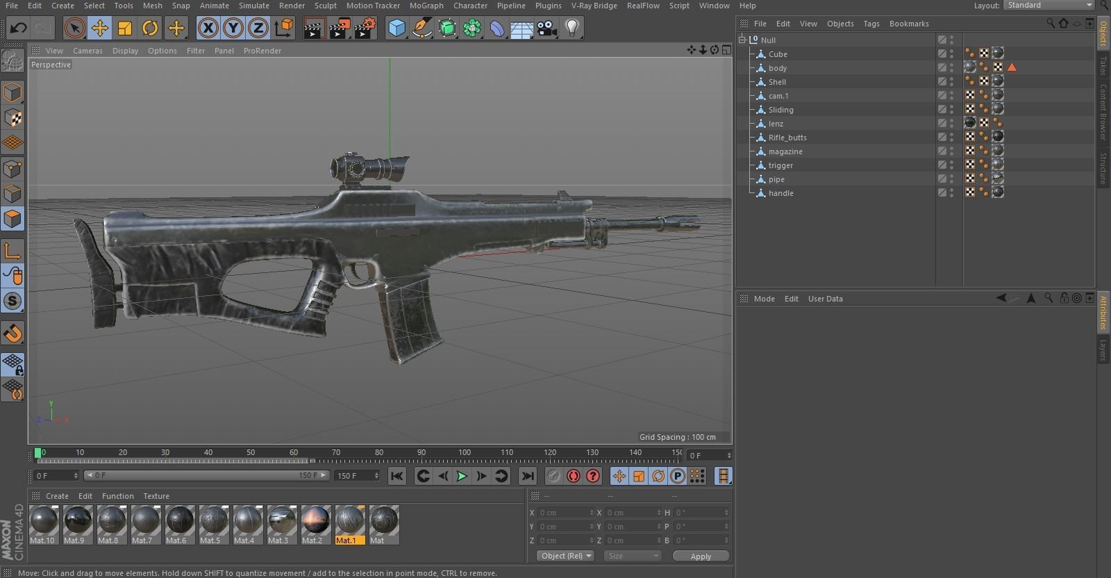 Sci-Fi Gun Low-poly 3D model_5