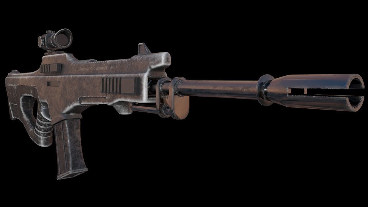 Sci-Fi Gun Low-poly 3D model_3