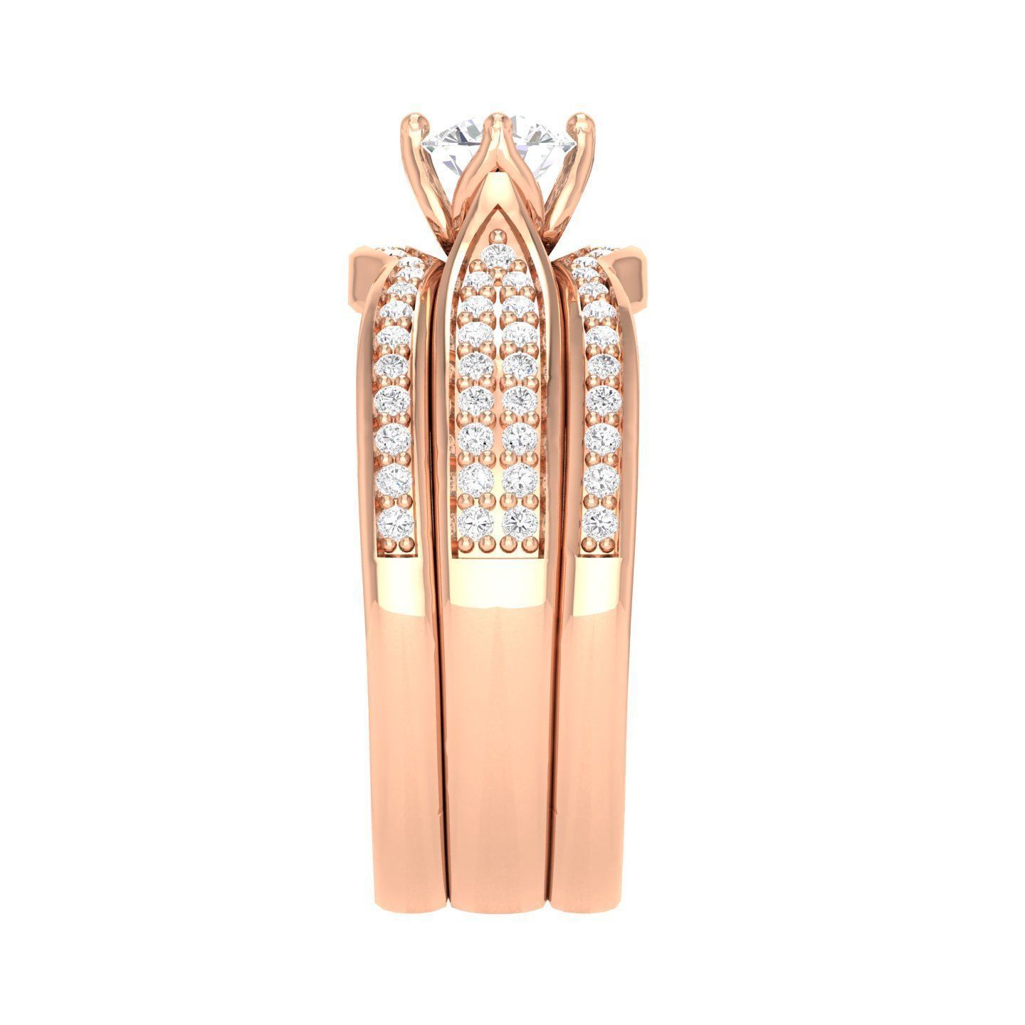 Solitaire Ring with double band - 138239 3D print model_3