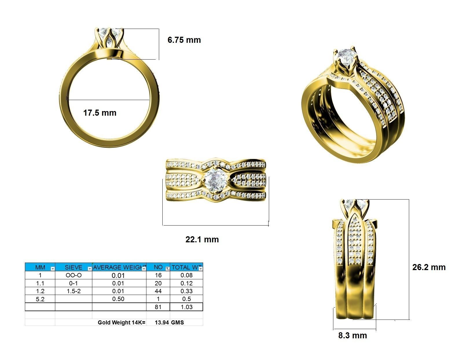Solitaire Ring with double band - 138239 3D print model_12
