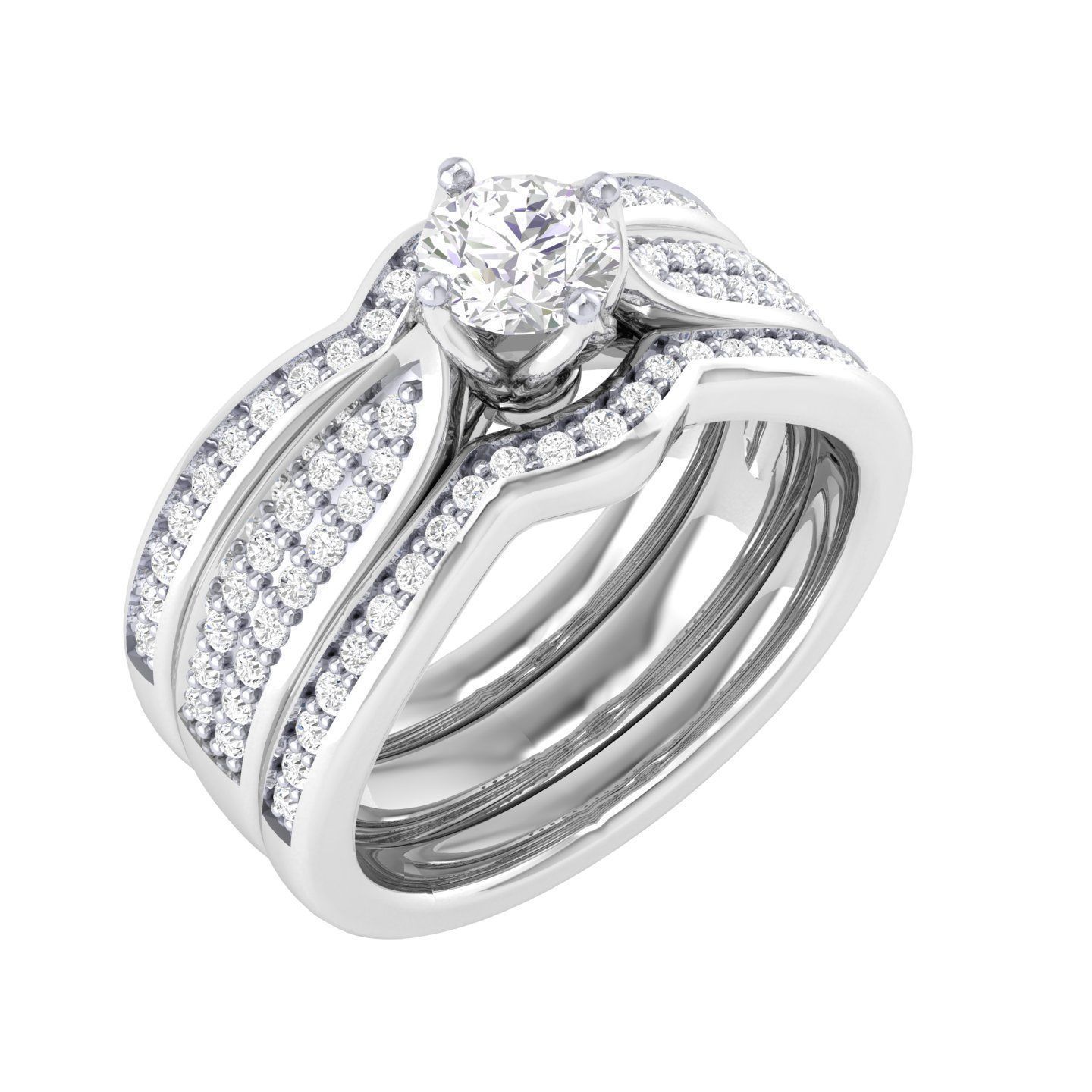 Solitaire Ring with double band - 138239 3D print model_7