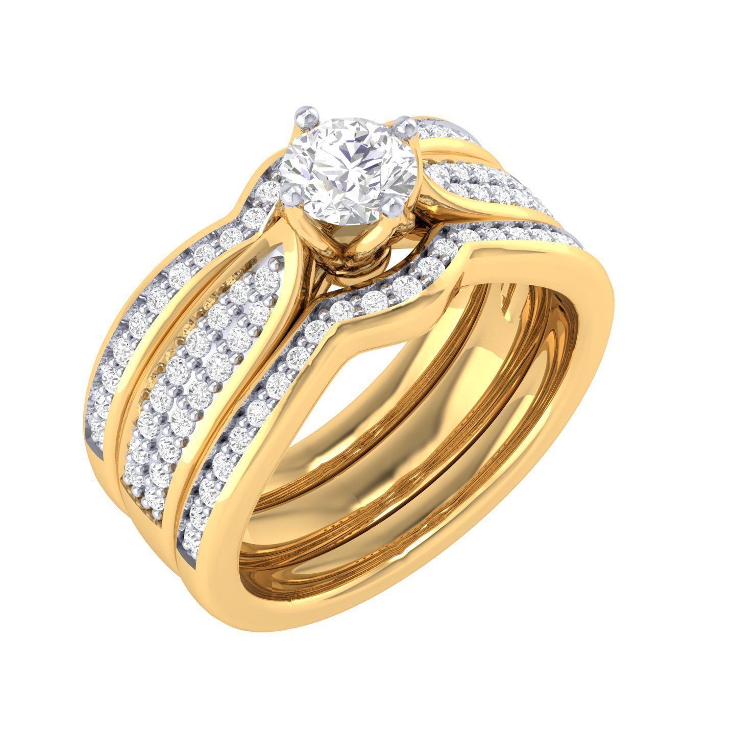 Solitaire Ring with double band - 138239 3D print model_11