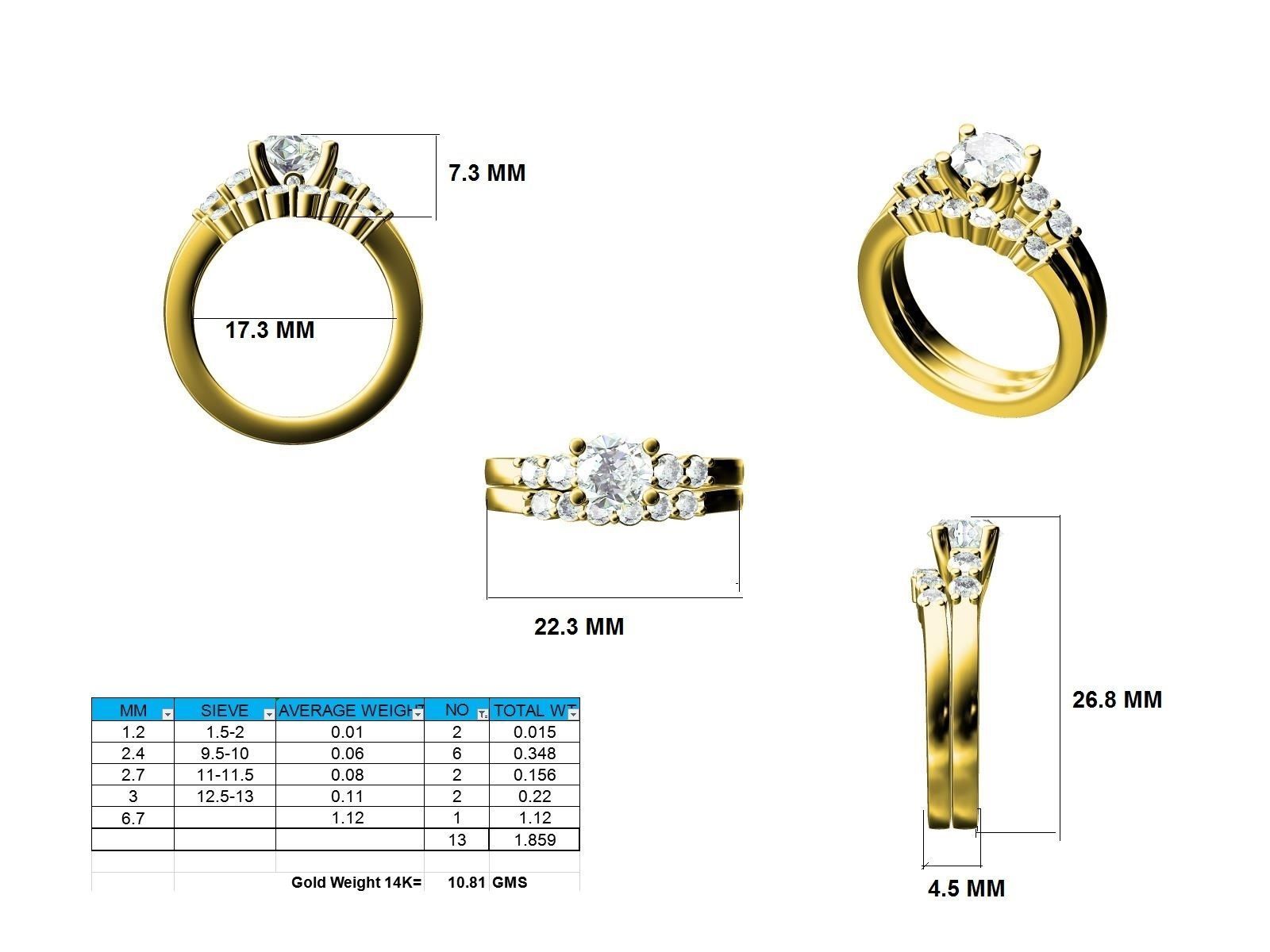 Solitaire Ring with Band - 138187 3D print model_12
